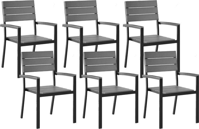Beliani Gartenstuhl aus Aluminium und Textilene in Grau und Schwarz mit Armlehnen, B/T/H: 55 x 55 x 90 cm - Bild 1