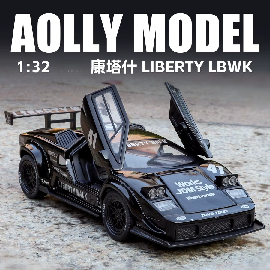WELLY Countach LIBWK Simulation Automodell, 1:32, Metall, Schwarz - Bild 2