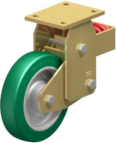 Blickle BSFN-GST 200K Bockrolle gefedert in Silber und Grün mit 200 mm Rad-Durchmesser und 800 kg Tragfähigkeit - Bild 1