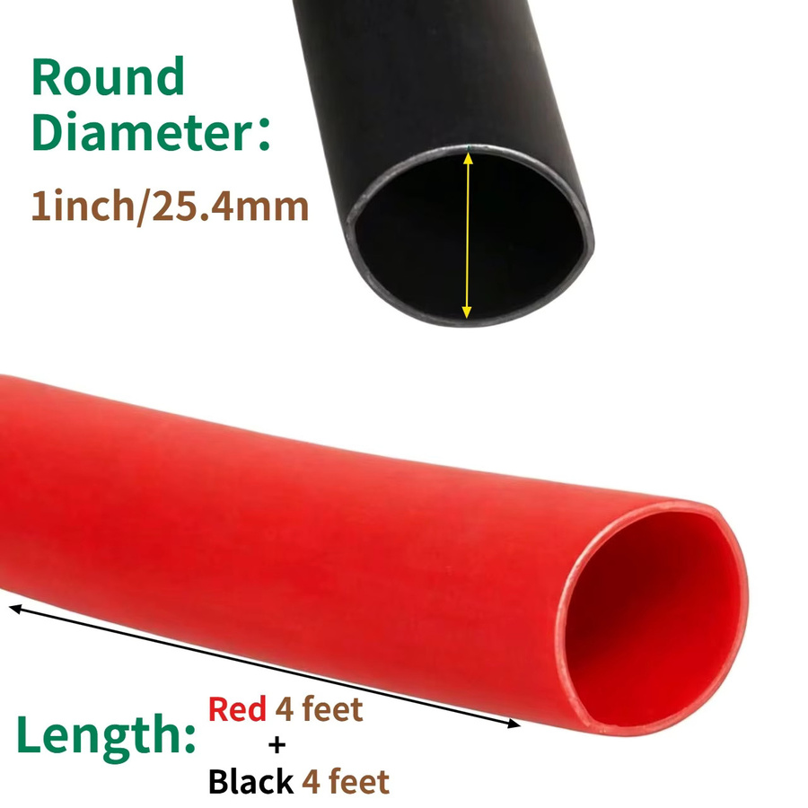 Doppelwand-Klebe-Schrumpfschlauch-Set für Kabelummantelung mit 3:1 Schrumpfverhältnis, Länge: 2,4 m, Farben: Schwarz und Rot - Bild 2