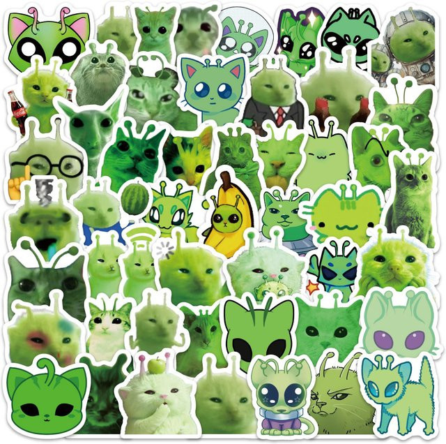 GOGOTU Alien-Katzen Cartoon-Graffiti-Aufkleber, 100-teiliges Set, multicolour - Bild 1