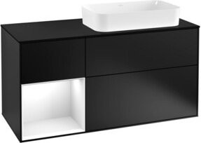 V&B Waschtischunterschrank Finion mit Wandbeleuchtung, Breite: 120 cm, Tiefe: 50,1 cm, Farbe: Blau matt lackiert - Bild 1