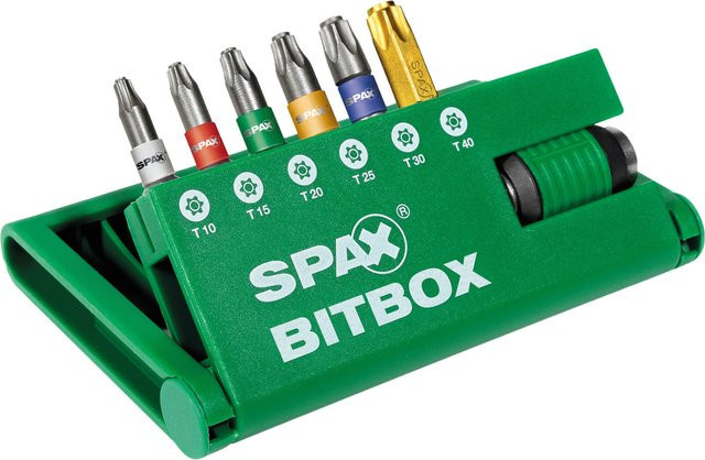 Spax BITbox T-STAR plus Schraubendreher-Bits aus Stahl in Grün, 6 Stück inklusive Schnellwechsel-Bithalter - Bild 1