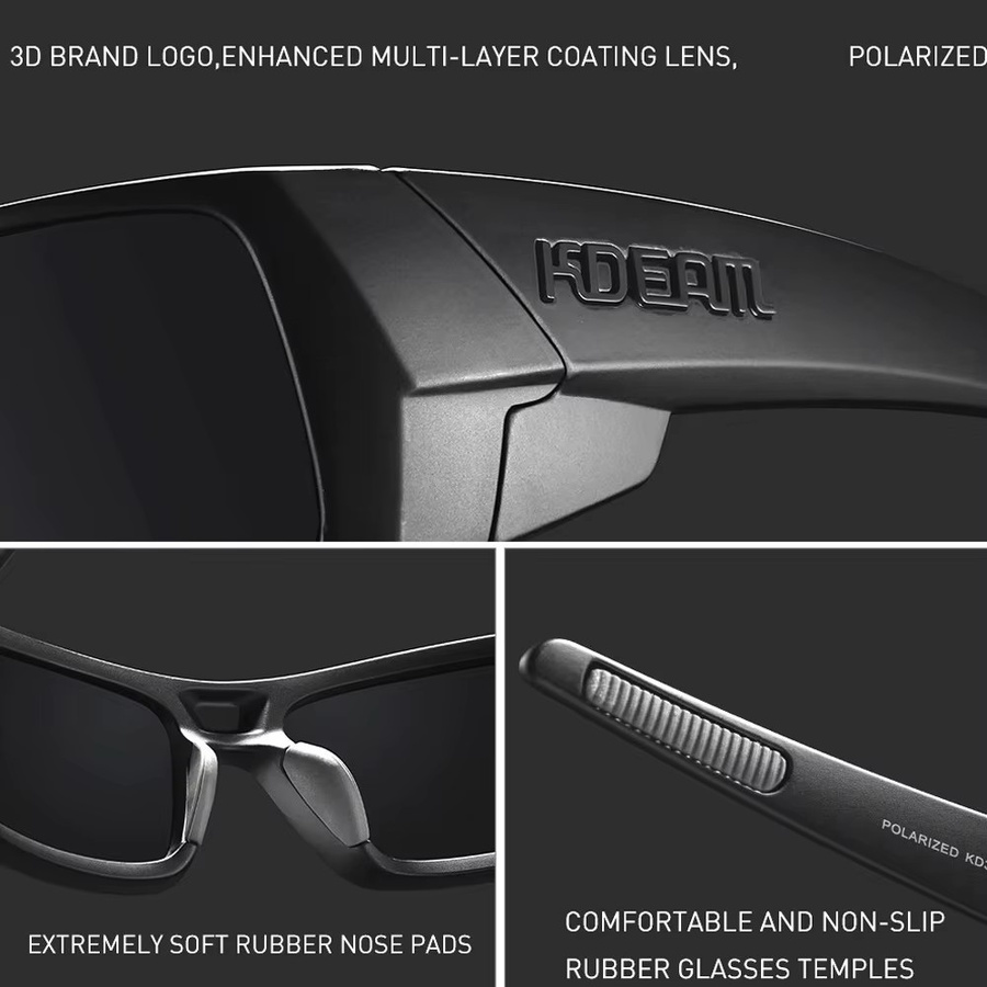 KDEAM Sonnenbrille, Herren, quadratisch, Vollrand, Kunststoff, polarisiert - Bild 3