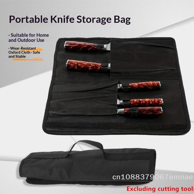JETTING Kochmesser-Rolltasche in Schwarz mit 5 Fächern aus robustem Oxford-Material, B/T/H: 38,5 x 36,5 cm - Bild 1