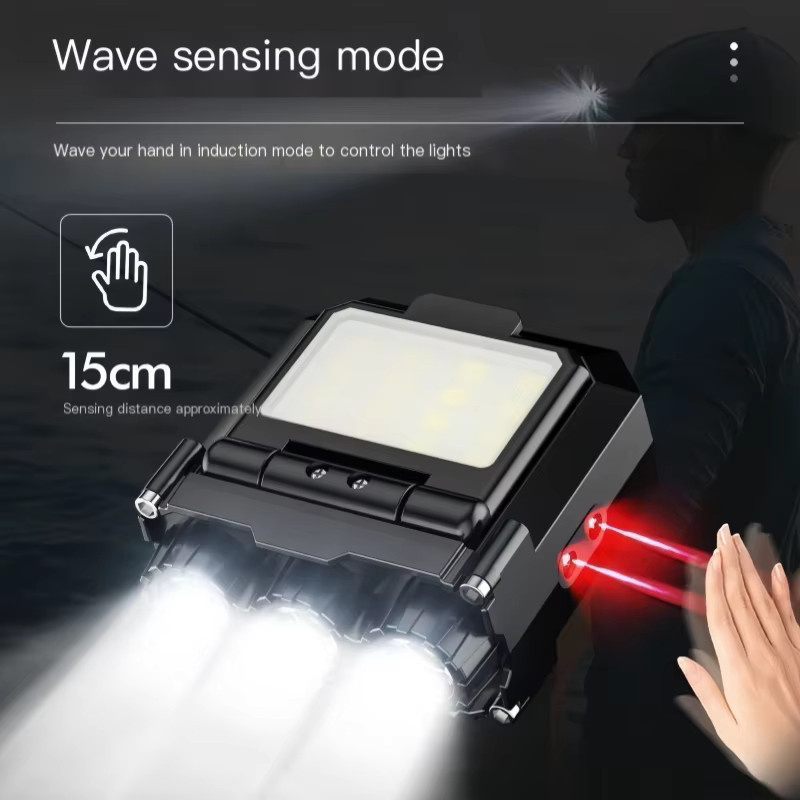 JIASHUAIXIN Stirnlampe mit Bewegungssensor und Clip für Nachtangeln, Schwarz - Bild 3