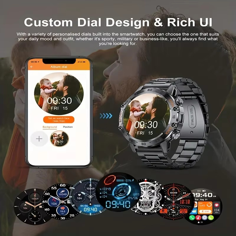 LIGE Smartwatch mit AMOLED Bildschirm, Bluetooth Anruffunktion und wasserdichtem Sportarmband in Schwarz für iOS und Android - Bild 2
