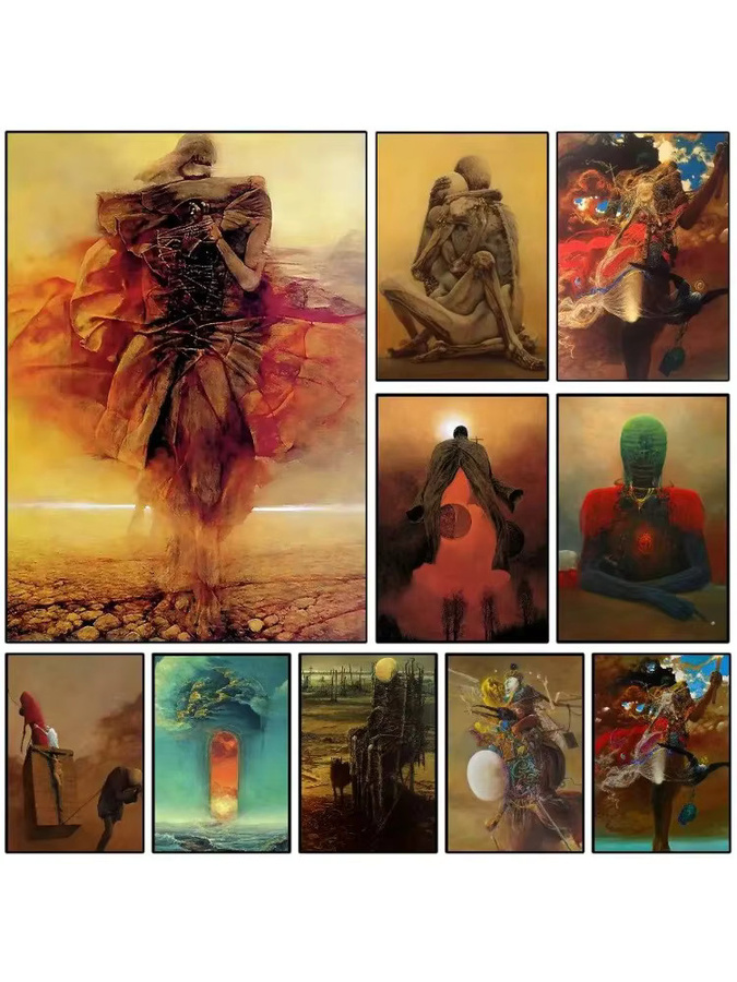 DIY Malset nach Zahlen mit surrealistischem Kunstwerk von Zdzislaw Beksinski, abstraktes Ölgemälde von KAYOU in Mehrfarbig, rechteckige Wanddekoration - Bild 2