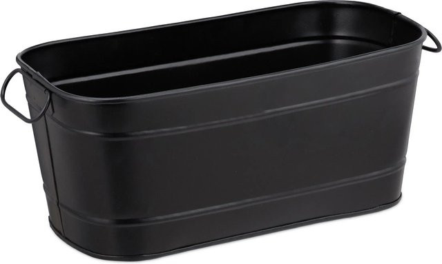 Relaxdays Blumenkasten aus Metall in Schwarz mit 2 Griffen, B/T/H: 38 x 16 x 19 cm - Bild 1
