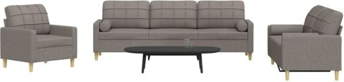 3-tlg. moderne Sofagarnitur mit Dekokissen in Taupe meliert von vidaxl - Bild 1