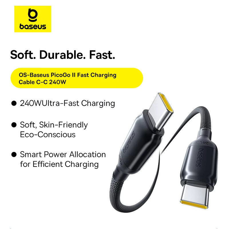 Baseus USB-C Schnellladekabel 240 W in Schwarz für MacBook Pro, iPhone und Samsung Galaxy S-Serie - Bild 2