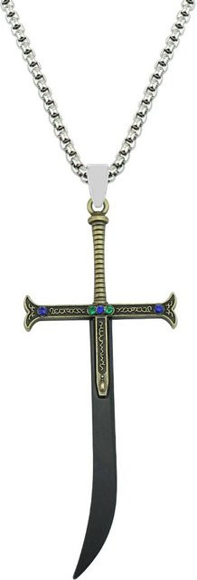 Halskette Dracule Mihawk Kreuzschwert Anhänger, Weiß, Metall, Unisex - Bild 1