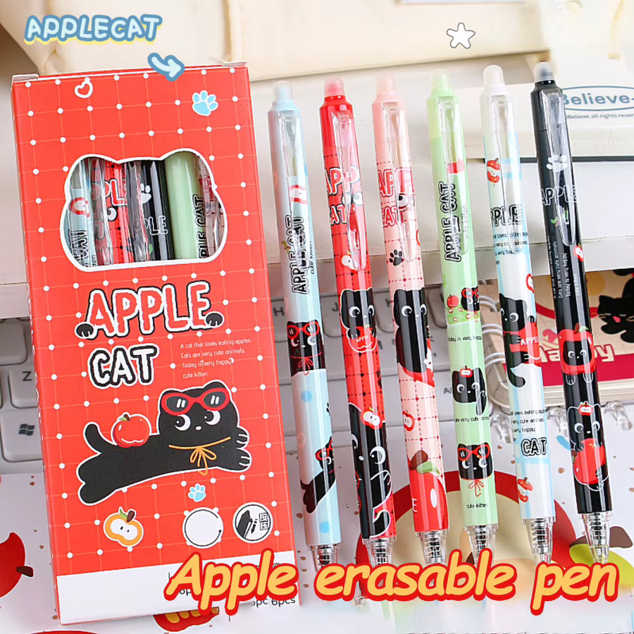 6er Set löschbare Kugelschreiber mit 0,5 mm Spitzendurchmesser und schnelltrocknender Tinte in Schwarz und Mehrfarbig - Bild 2