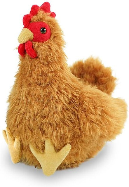 Hühner-Plüschpuppe, Langer Hahn Henne, Stofftier, Braun, ab 14 Jahren - Bild 1