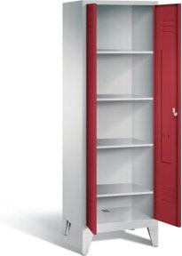 C+P Wäsche-Spind Classic in Rubinrot mit lichtgrauem Korpus, H 185,0 cm x B 61,0 cm x T 50,0 cm - Bild 1