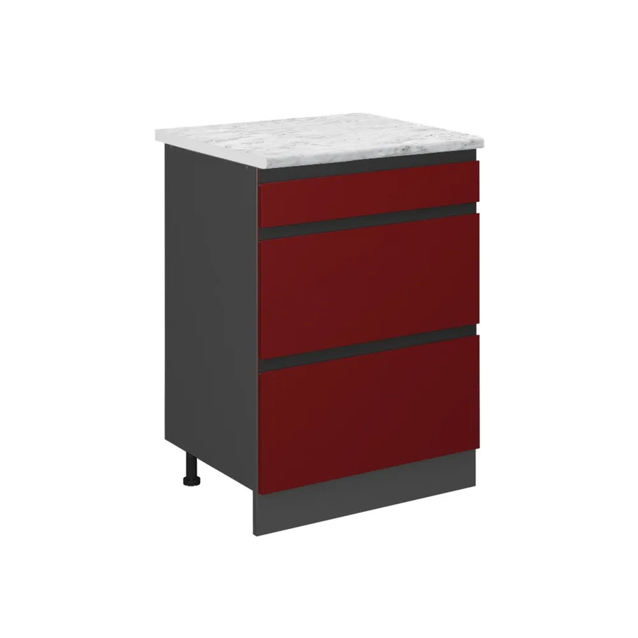 Vicco R-Line Schubladenschrank für die Küche in Rot mit Marmor-Optik, Breite: 60 cm - Bild 2