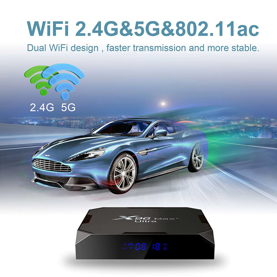 X96 Max+ Ultra Smart TV Box mit Amlogic S905X4 Quad-Core, 4GB RAM, 32GB/64GB ROM, Android 11.0, Dualband-WLAN, Bluetooth, 4K/8K AV1 H.265 Videodecoder, Mediaplayer in Schwarz - Bild 6