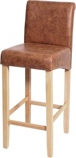 PROREGAL Barhocker gepolstert mit Lehne in Braun aus Wildlederimitat und Holz im Retro-Look, Sitzhöhe: 75 cm - Bild 1