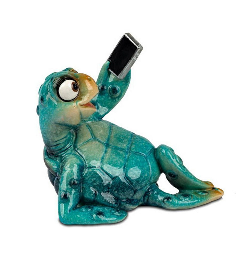 Dekofigur Schildkröte Harry von Formano in Blau mit Handy aus glänzendem Kunststein, Höhe: 9 cm - Bild 1