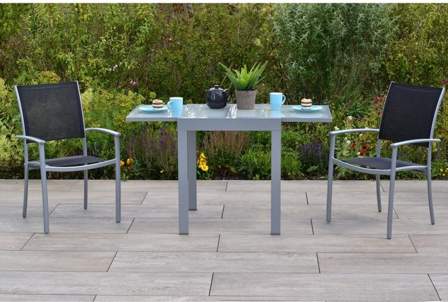 Merxx Milano Balkon-Set 3-teilig mit ausziehbarem Tisch in Schwarz - Bild 1