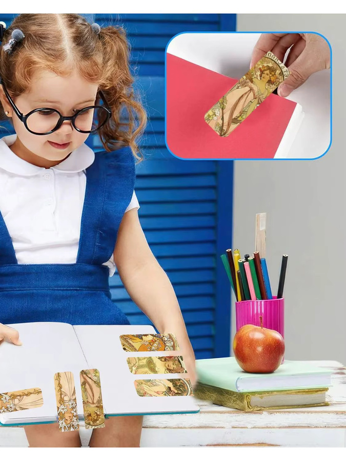 Bview Art 5er-Set magnetische Lesezeichen mit Vintage-Illustrationen aus Papier, mehrfarbig - Bild 4