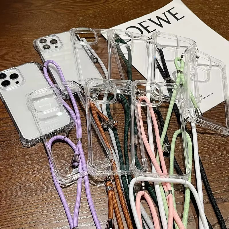 Stoßfeste transparente Hülle für Samsung Galaxy S26 S25 Ultra S24 FE S23 Plus S22 S21 A36 mit Umhängeband und Halsriemen in Purple - Bild 5