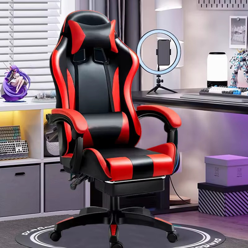 LIUSHADUOLA Gaming-Stuhl in Schwarz-Rot mit Kopfstütze und Armlehnen aus Kunstleder - Bild 4