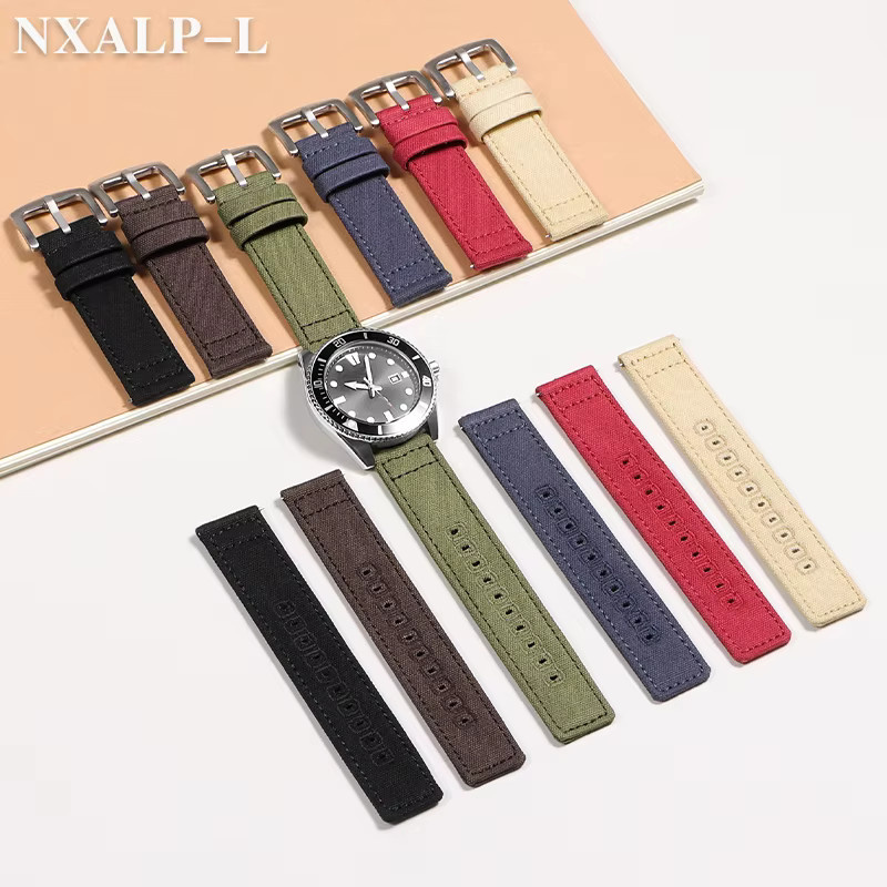 Uhrenarmband Nylon-Canvas, Armeegrün, 18 mm, 20 mm, 22 mm, Unisex - Bild 6