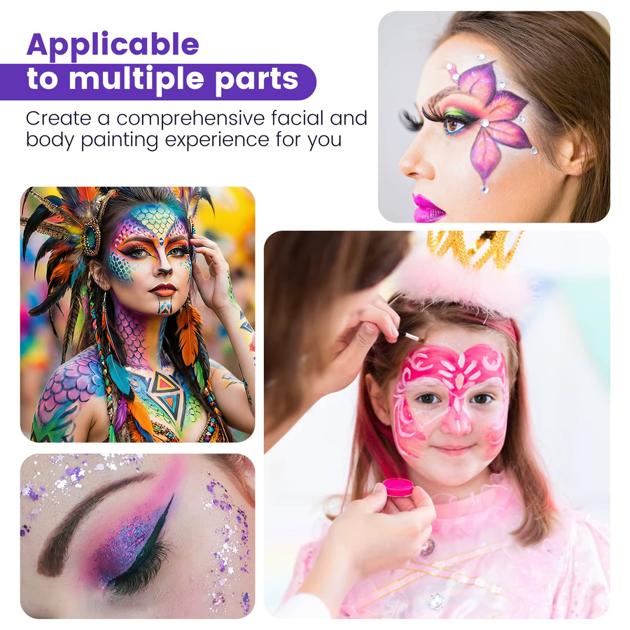 harupink Halloween Gesichts- und Körperfarben-Set, 44 Farben, mit Pinselset - Bild 6