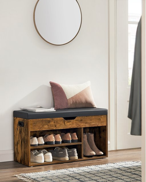 VASAGLE Schuhbank mit Stauraum in Braun mit Kunstleder-Sitzpolster, B/T/H: 80 x 30 x 44 cm - Bild 1