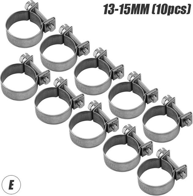 10-teiliges Weixeny Auto-Kraftstoffschlauchklemmen-Set aus galvanisiertem Kohlenstoffstahl in Silber, Mini-Luftschlauchschellen für Benzinrohre 13-15 mm - Bild 1
