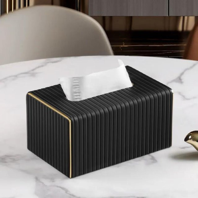 Exquisite Streak Taschentuchbox aus Kunstleder in Schwarz mit Streifenmuster für Wohnzimmer und Hotel - Bild 1