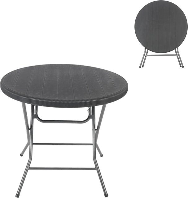Sekey Klapptisch Rund in Schwarz, Faltbarer Balkontisch mit Rattan-Optik für Garten und Außenbereich, B/T/H: 150 x 73 x 73 cm - Bild 1