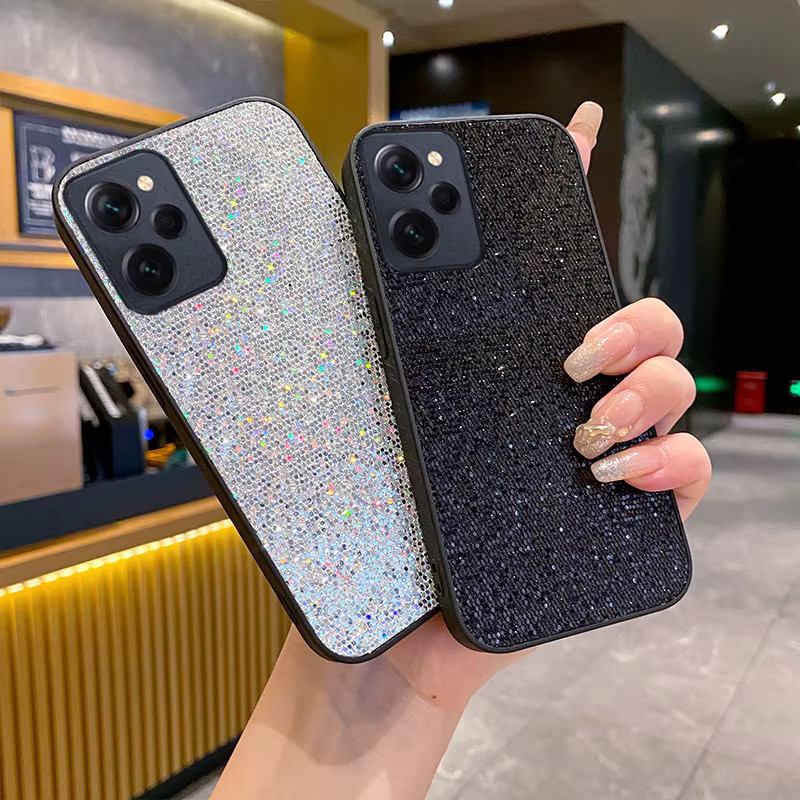 Luxus Glitter Leder TPU Schutzhülle für Xiaomi Redmi Note 11 12 13 Plus Pro 4G 5G 11S 12S in Schwarz - Bild 2
