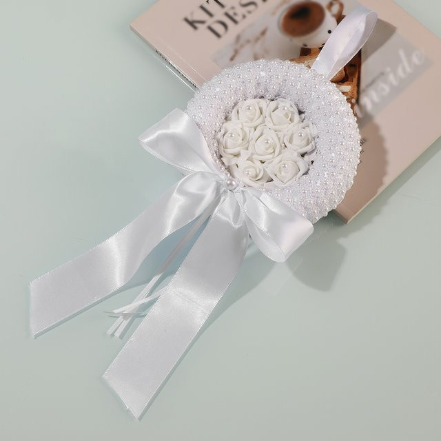 TRUE LOVE GIFT Hängende florale Hochzeitsdekoration in Weiß mit Blumen und Textil, Durchmesser: 14 cm - Bild 1