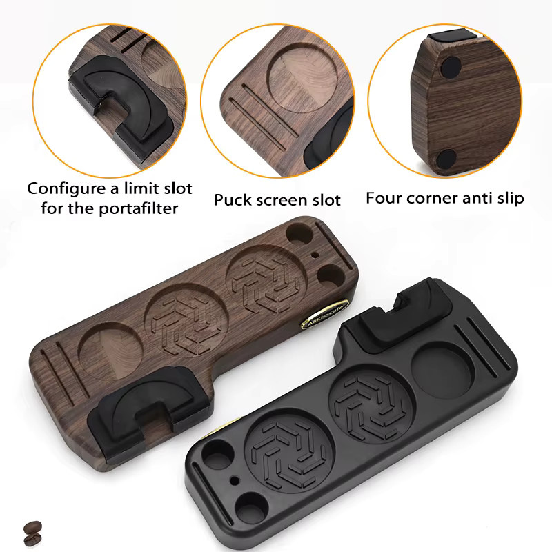 Kaffee Tamping Station aus ABS Kunststoff in Schwarz für Delonghi und Breville Siebträger 51mm, 54mm und 58mm Barista Zubehör - Bild 3