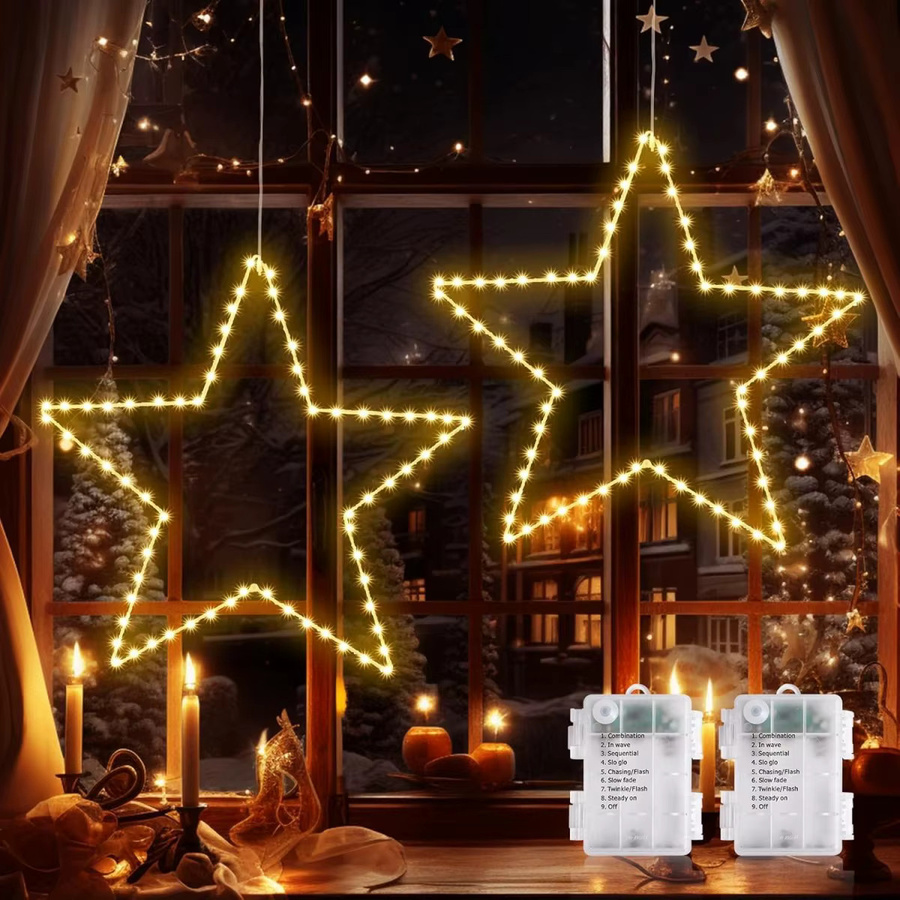 Peach Forest Weihnachts-Fenster-Sternlichter batteriebetrieben mit 8 Beleuchtungsmodi für Innen und Außen - Bild 3