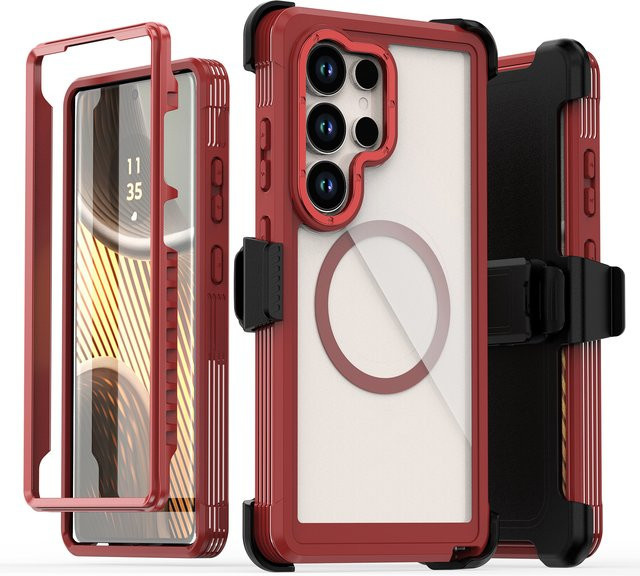 Armor Hybrid Anti-Drop XT MagSafe Hülle mit Clip für Samsung Galaxy S26 Ultra, S25 und S24 Plus, kabelloses Laden, OTT Cover, erhältlich in Schwarz und Rot - Bild 1