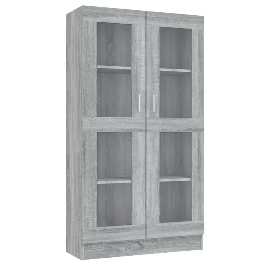 vidaXL Vitrinenschrank Grau Sonoma mit Glastüren und Regalböden, B/T/H: 82,5 x 30,5 x 150 cm - Bild 2