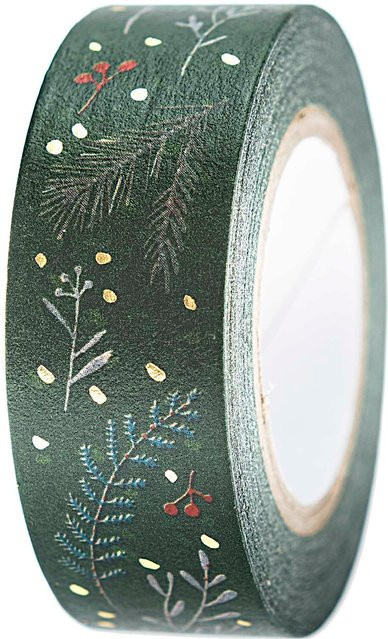 Rico Design Washi Tape Paper Poetry Nostalgic Christmas Zweige grün Breite: 1,5 cm, Länge: 10 m - Bild 1