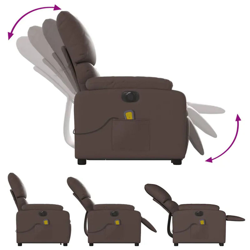 Vidaxl Elektrischer Relaxsessel mit Massagefunktion in Braun aus Kunstleder - Bild 4
