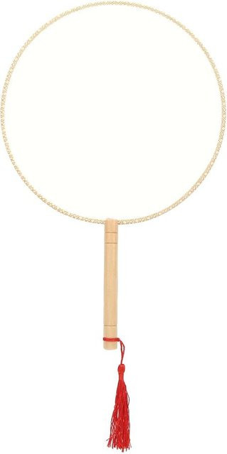 CosyHome DIY Chinesischer Antiker Handfächer aus Seide und Holz, Rund, Weiß - Bild 1