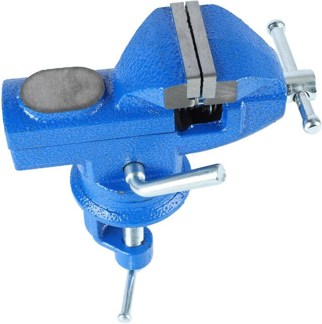 Aimo Schwerlast Tischschraubstock mit 50mm Backen in Blau und Stahl für deine Werkbank - Bild 1