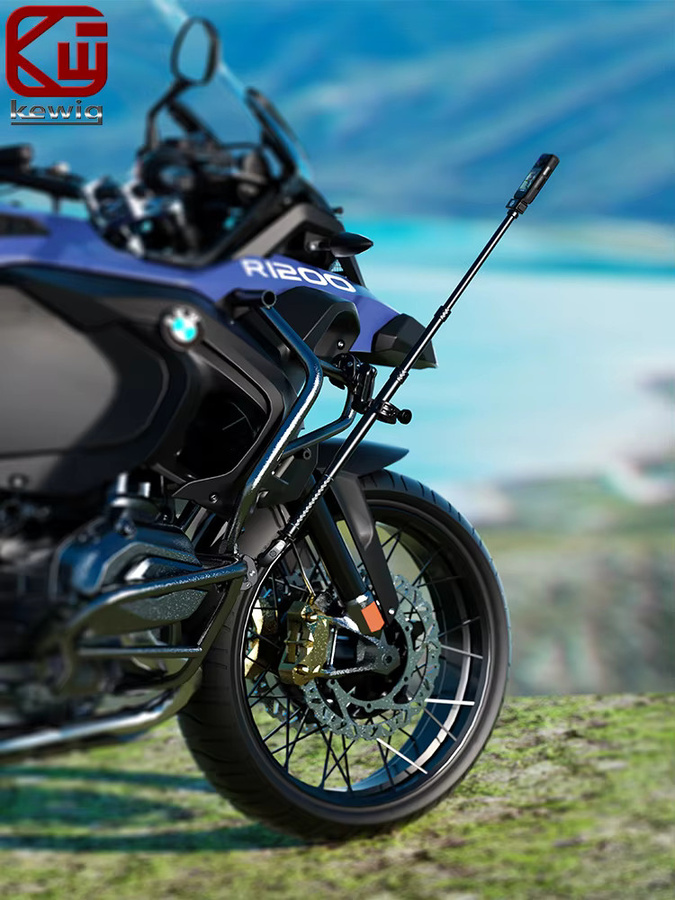 Kewig QG2 Motorrad-Selfie-Stick mit Diebstahlschutzklemme in Schwarz, ausziehbare Aluminiumstange für GoPro, Insta360 und DJI Action-Kameras, Höhe: 42,4 - 109,9 cm - Bild 1