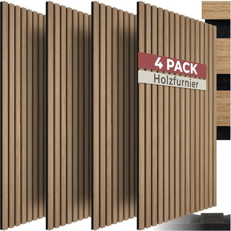tectake Akustikpaneele Sonic Wall II in Eiche mit Echtholzfurnier und Filz, B/H/T: 110 x 50 x 1,8 cm