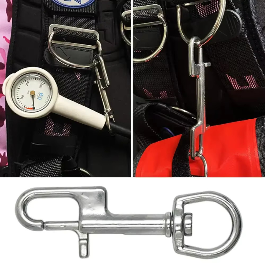 Drehbarer Ösenschraubenhaken mit Federverschluss und Doppelkopfhaken aus 304 Edelstahl in Silber - Bild 4