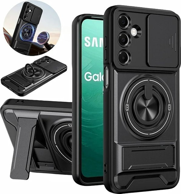 Schutzhülle mit Magnetständer und Linsenschutz für Samsung Galaxy A15 A16 A17 A25 A26 A35 A36 A37 A55 A56 A06 A07 5G in Schwarz oder Blau - Bild 1