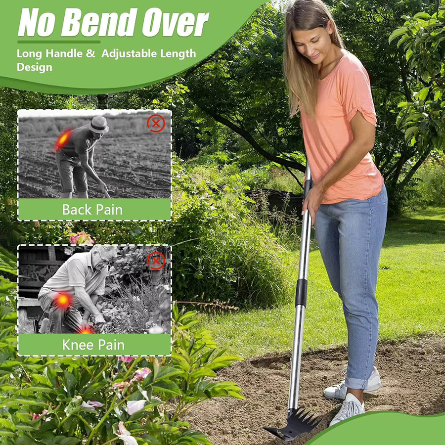 Stookits 2 in 1 Doppelgartenhacke und Handheld Unkrautpuller als Gartenwerkzeug für Blumenbeete - Bild 3