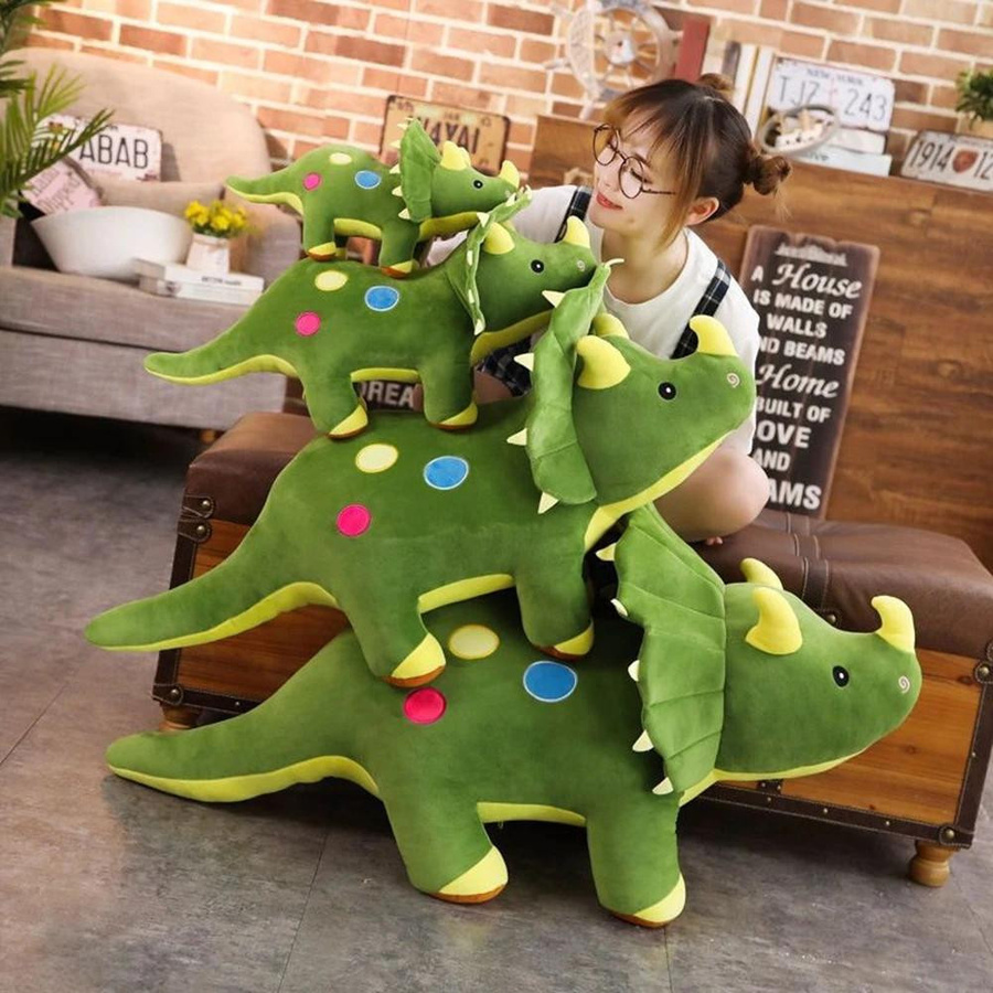 Triceratops Plüschtier Dinosaurier Gepunktetes Kissen 40cm - Bild 1