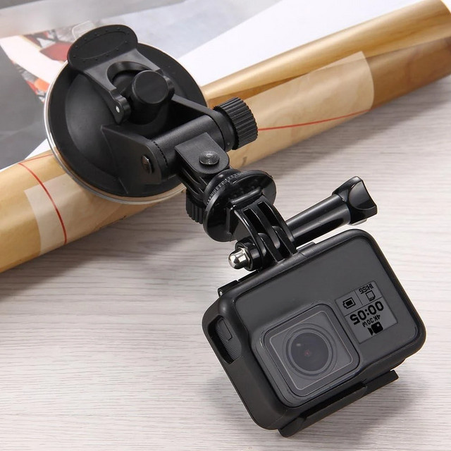 Universelle Auto-Saughalterung für Action-Kameras in Schwarz, kompatibel mit GoPro, Insta360, SJCAM, AKASO und DJI Osmo Action - Bild 1